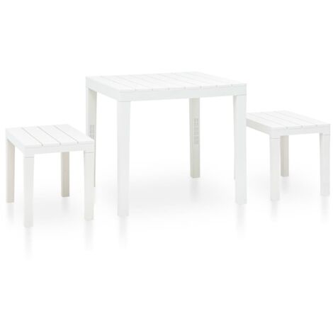 Table de jardin avec 2 bancs Plastique Blanc vidaXL