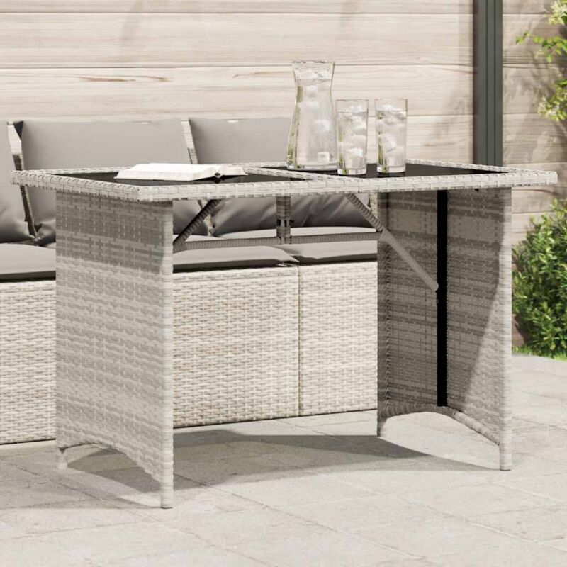Table de jardin et dessus en verre gris clair 110x68x70cm rotin - Vidaxl