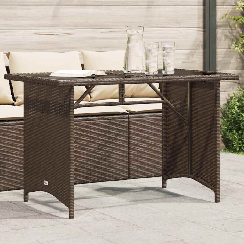 Vidaxl - Table de jardin avec dessus en verre marron 110x68x70 cm rotin