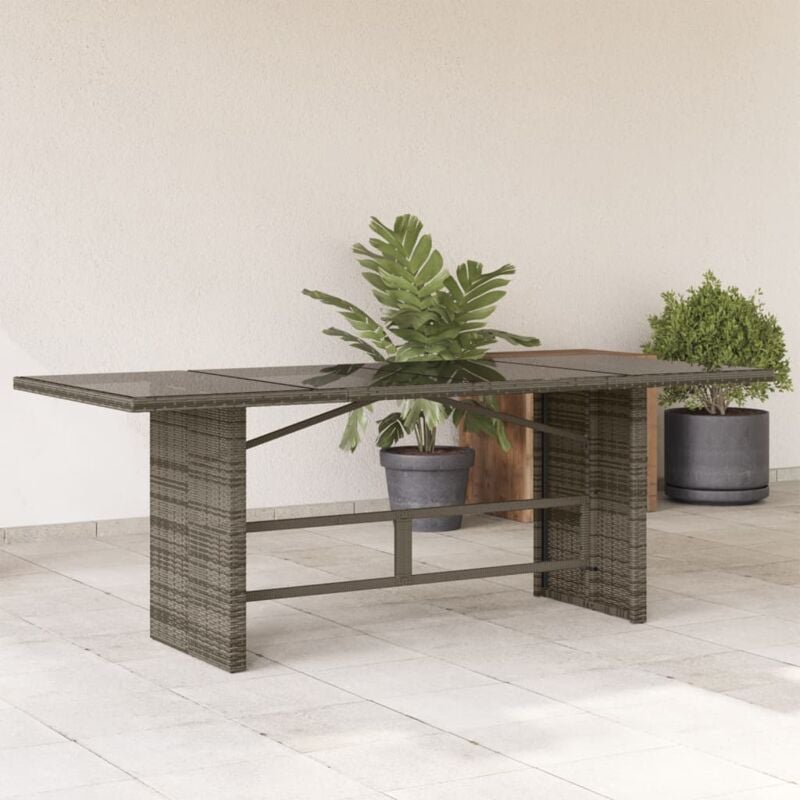 Vidaxl - Table de jardin avec dessus en verre gris résine tressée