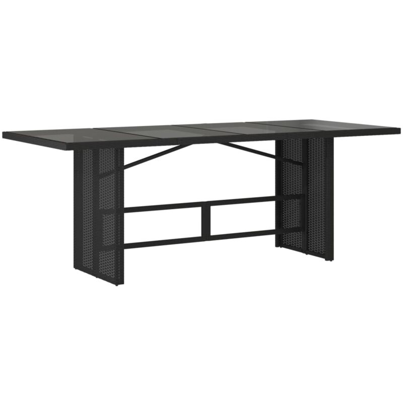 Vidaxl - Table de jardin dessus en verre noir 190x80x74cm résine tressée