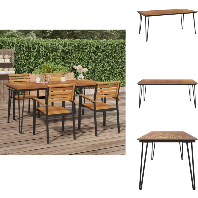 Table de jardin avec pieds épingle à cheveux 180x90x75 acacia - Table De Jardin - Table Extérieure - Table Patio - Mobilier De Jardin - Acacia