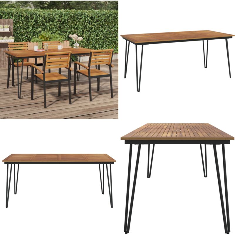 Table de jardin avec pieds épingle à cheveux 180x90x75 acacia - Table De Jardin - Table Extérieure - Table Patio - Mobilier De Jardin - Acacia - Home