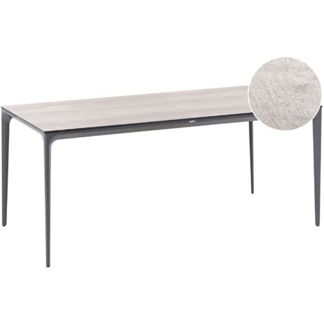 Table de Jardin avec Plateau en HPL et Structure en Aluminium Résistante aux UV Eau et Rouille Gris Foncé et Gris Clair Sovareto