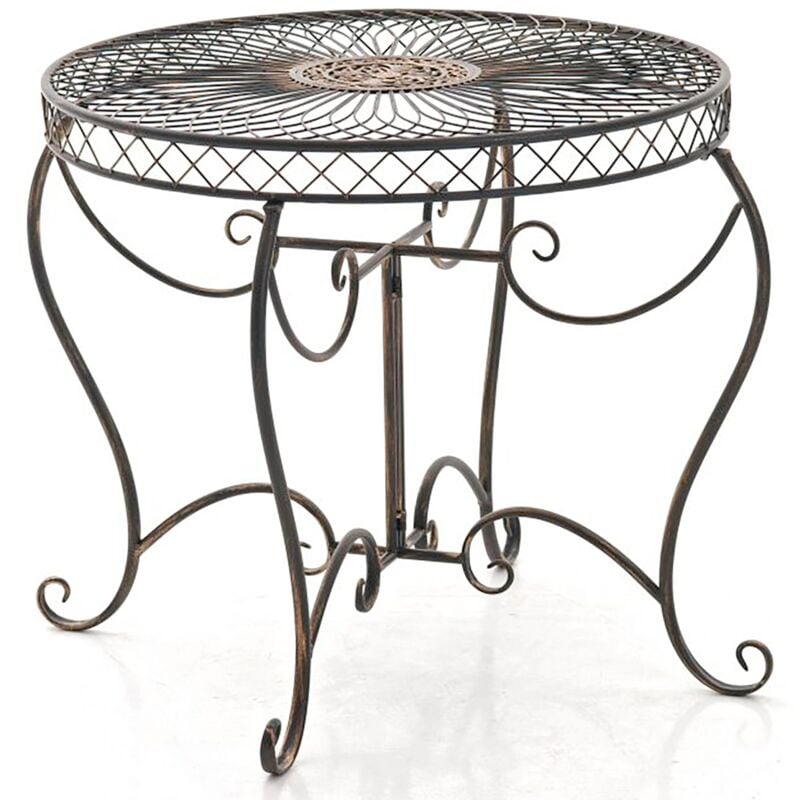 Décoshop26 - Table de jardin balcon terrasse design rustique hauteur 69 cm en métal bronze 100003051