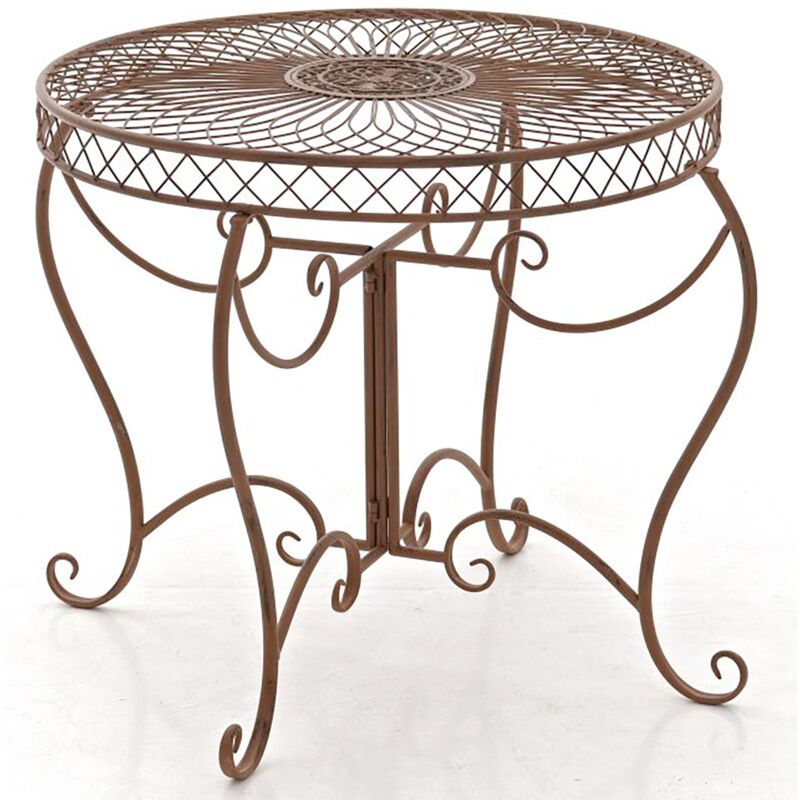Décoshop26 - Table de jardin balcon terrasse design rustique hauteur 69 cm en métal marron vieilli 100003052