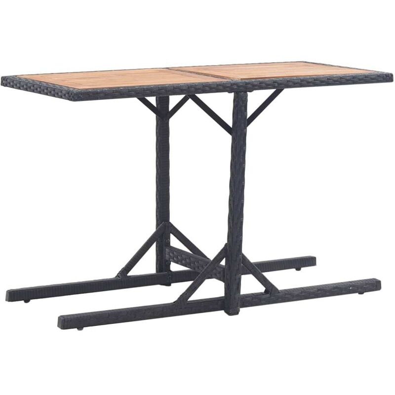 Vidaxl - Table de jardin Noir Bois d'acacia solide et résine tressée