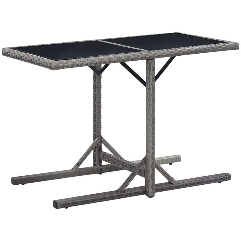 Table de jardin Anthracite 110x53x72 cm Verre et résine tressée vidaXL