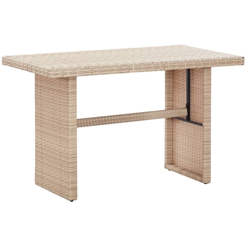 The Living Store - Table de jardin Beige 110x60x74 cm Résine tressée Beige