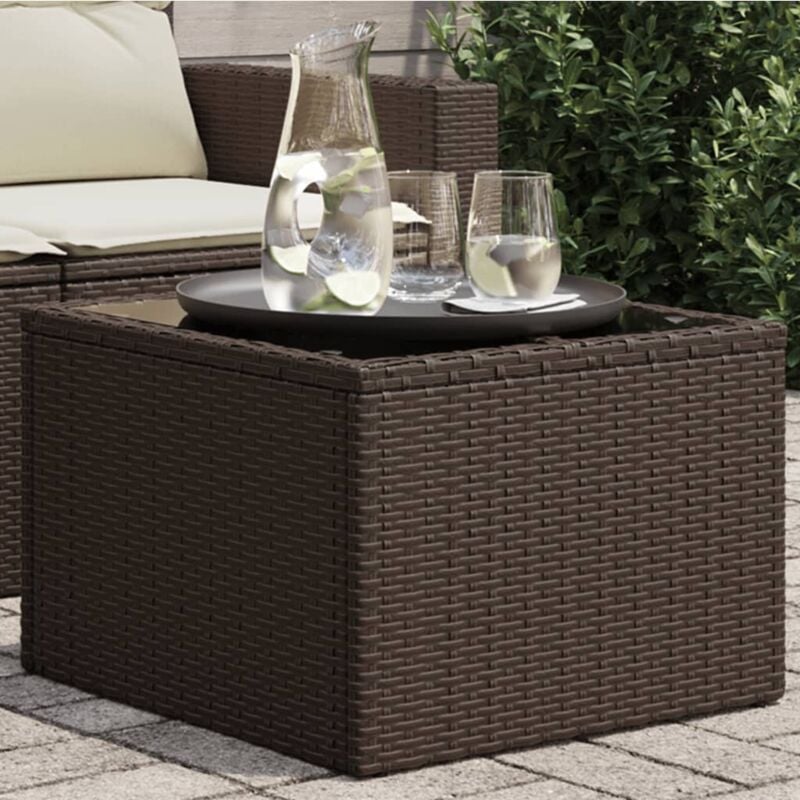 Vidaxl - Table de jardin dessus en verre brun 55x55x37 cm résine tressée