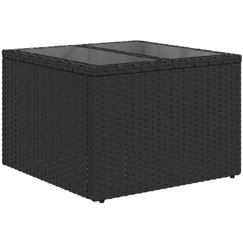 Vidaxl - Table de jardin dessus en verre noir 55x55x37 cm résine tressée