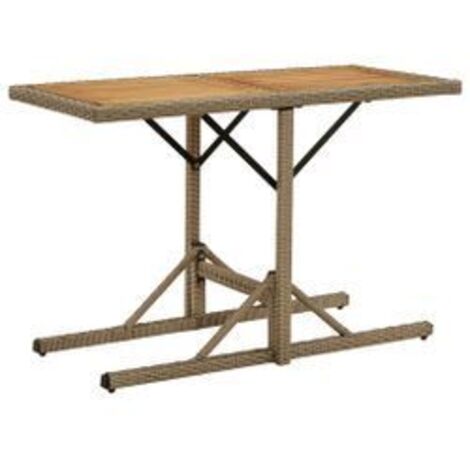Table de jardin Beige Bois massif d'acacia et poly rotin