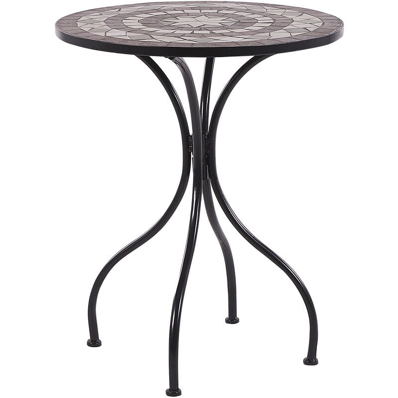 Table d'Extérieur en Métal Noir Style Vintage Décoration Mosaïque Cariati