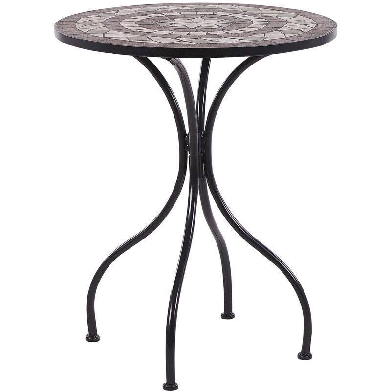 Beliani - Table d'Extérieur en Métal Noir Style Vintage Décoration Mosaïque Cariati