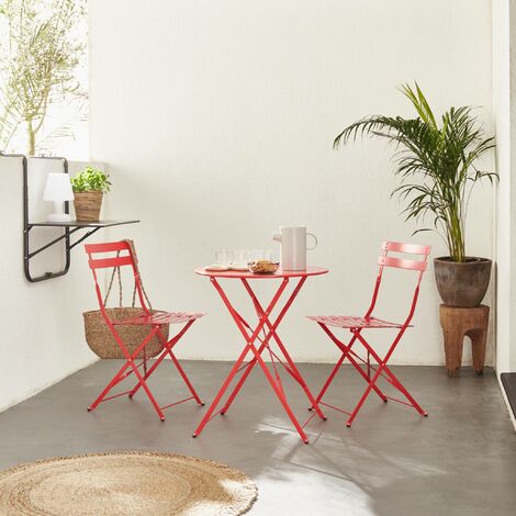 Table de jardin bistrot métal 2 chaises - Emilia 60