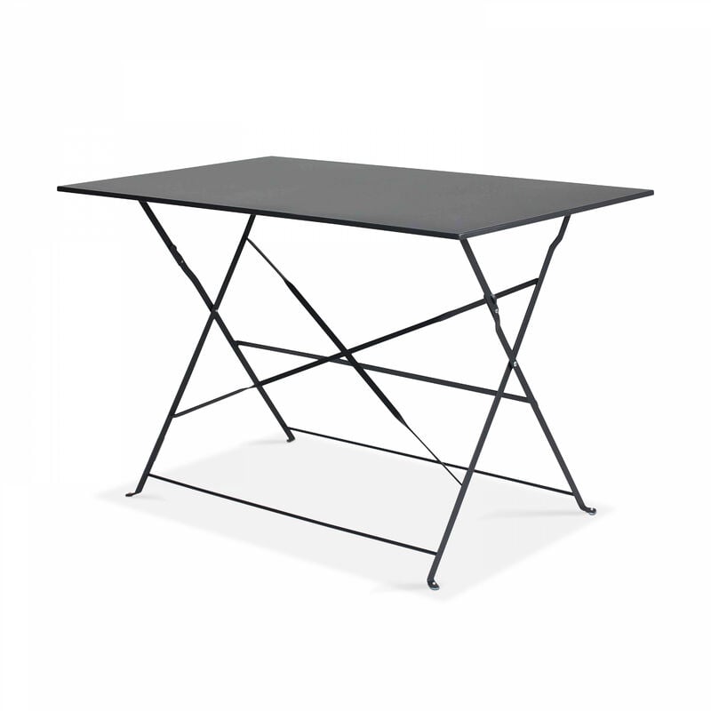 Table de jardin pliante acier gris