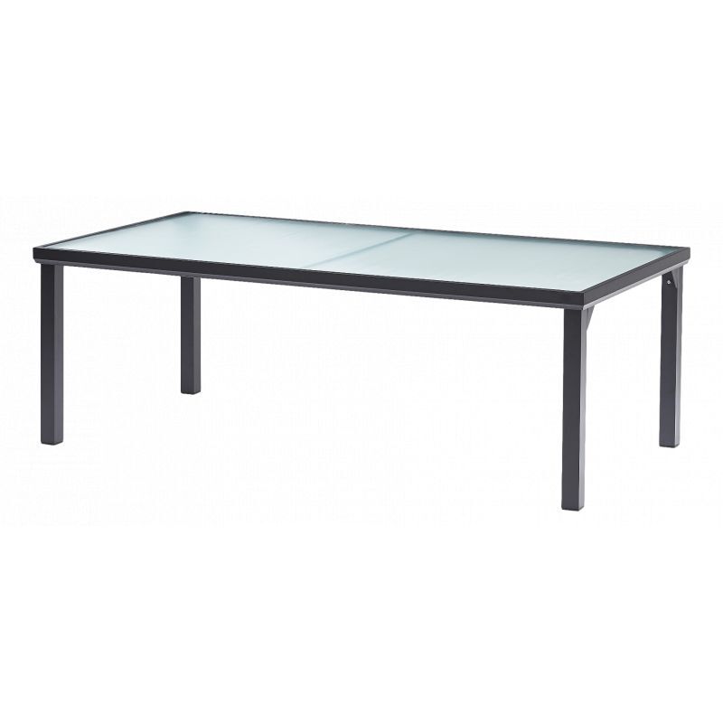 Wilsa Garden - Table de jardin BlackSun 8 Personnes Verre Trempé Noir