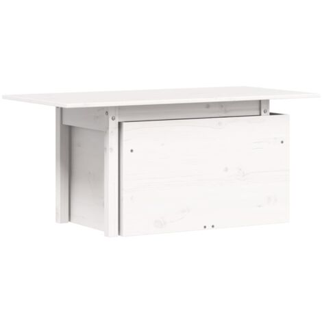 Table de jardin blanc 100x50x75 bois massif de pin