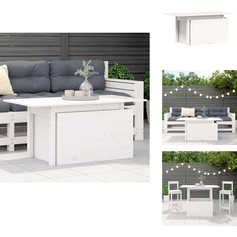 Table de jardin blanc 100x50x75 cm bois massif de pin - Table De Jardin - Mobilier De Jardin - Table Extérieure - Table Pliante - Table Ronde