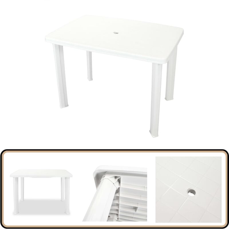 Table de jardin Blanc 101 x 68 x 72 cm Plastique - Table De Jardin - Table Extérieure - Mobilier De Jardin - Table Blanche - Table Ronde
