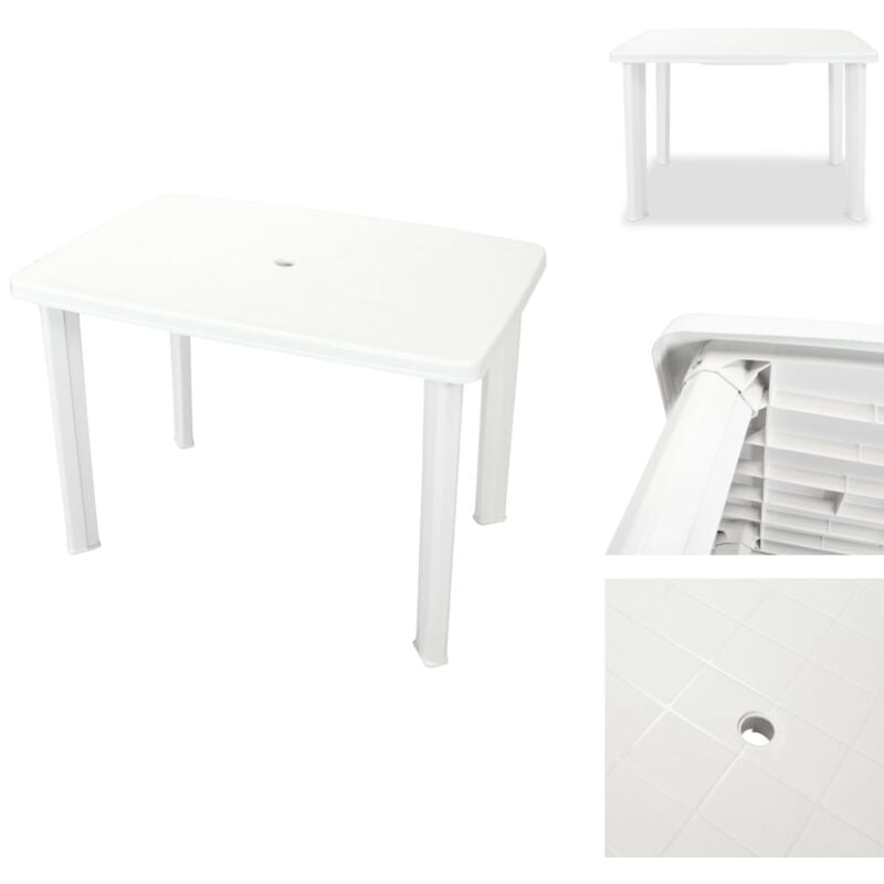 Table de jardin Blanc 101 x 68 x 72 cm Plastique - Table De Jardin - Table Extérieure - Mobilier De Jardin - Table Blanche - Table Ronde