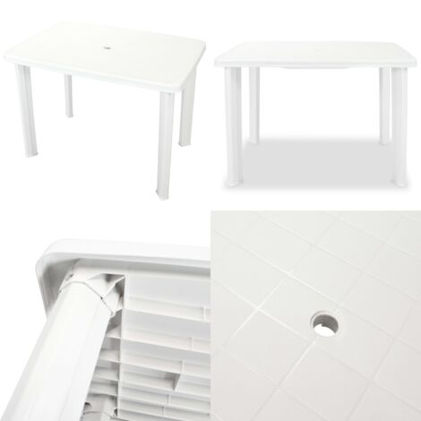 Table de jardin Blanc 101 x 68 x 72 cm Plastique - Table De Jardin - Table Extérieure - Mobilier De Jardin - Table Blanche - Table Ronde - Home & Living