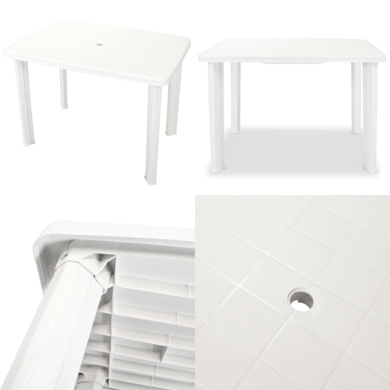 Table de jardin Blanc 101 x 68 x 72 cm Plastique - Table De Jardin - Table Extérieure - Mobilier De Jardin - Table Blanche - Table Ronde - Home &