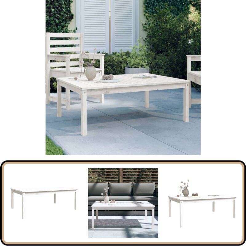 Vidaxl - Table de jardin blanc 121x82,5x45 cm bois massif de pin - Table De Jardin - Table Extérieure - Mobilier De Jardin - Table En Bois - Table
