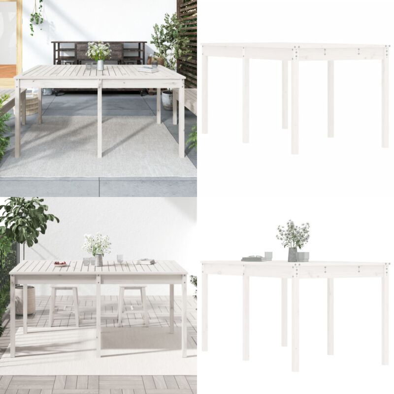 Table de jardin blanc 159,5x82,5x76 cm bois massif de pin - Table De Jardin - Table Extérieure - Table En Bois - Table Ronde - Table Rectangulaire