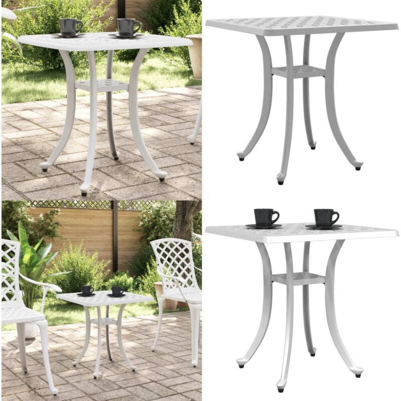 Table de jardin blanc 53x53x53 cm aluminium coulé - Table De Jardin - Table Extérieure - Mobilier De Jardin - Table Blanche - Table Aluminium - Home