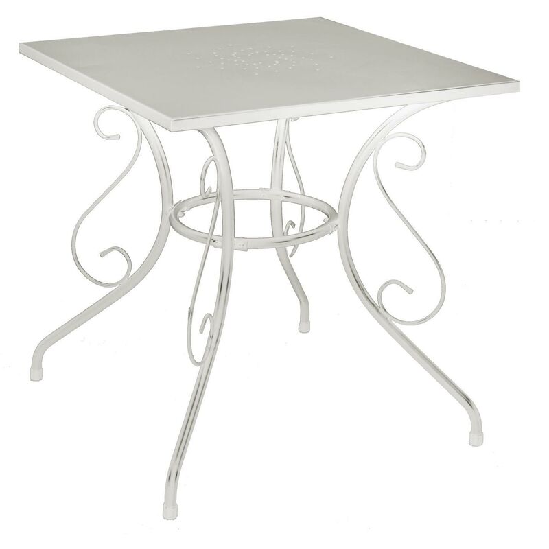 table de jardin blanc 70x70 cm h 72 cm en métal mod. new old