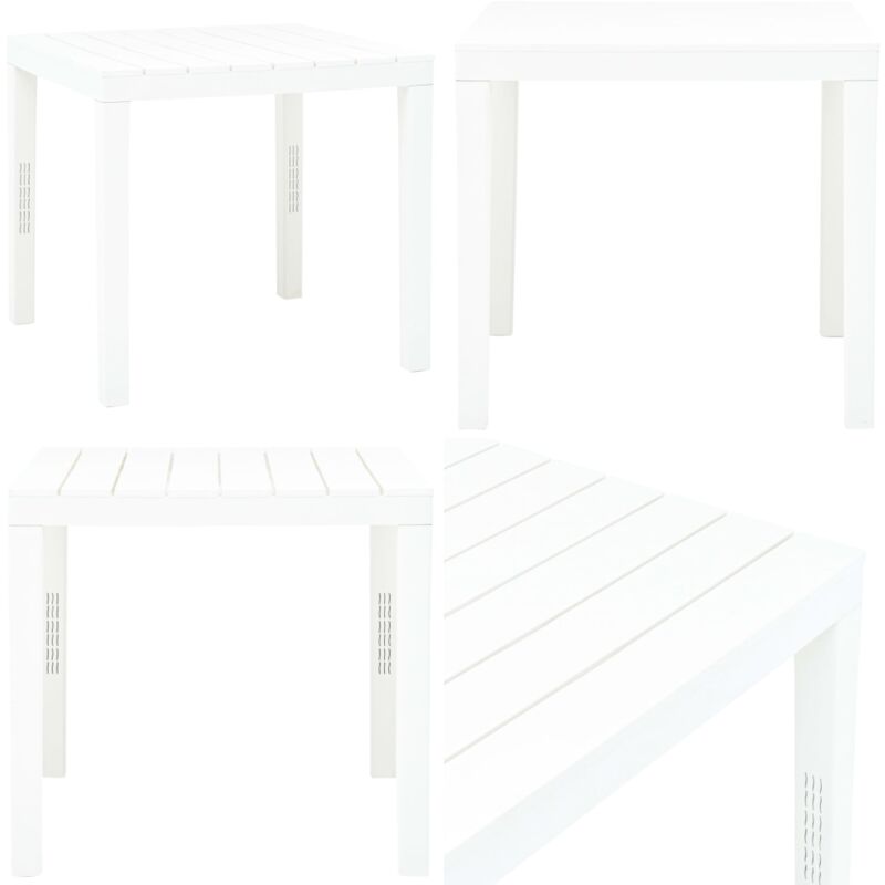 Table de jardin Blanc 78x78x72 cm Plastique - Table De Jardin - Table Extérieure - Table Repas - Mobilier De Jardin - Table Blanche - Home & Living