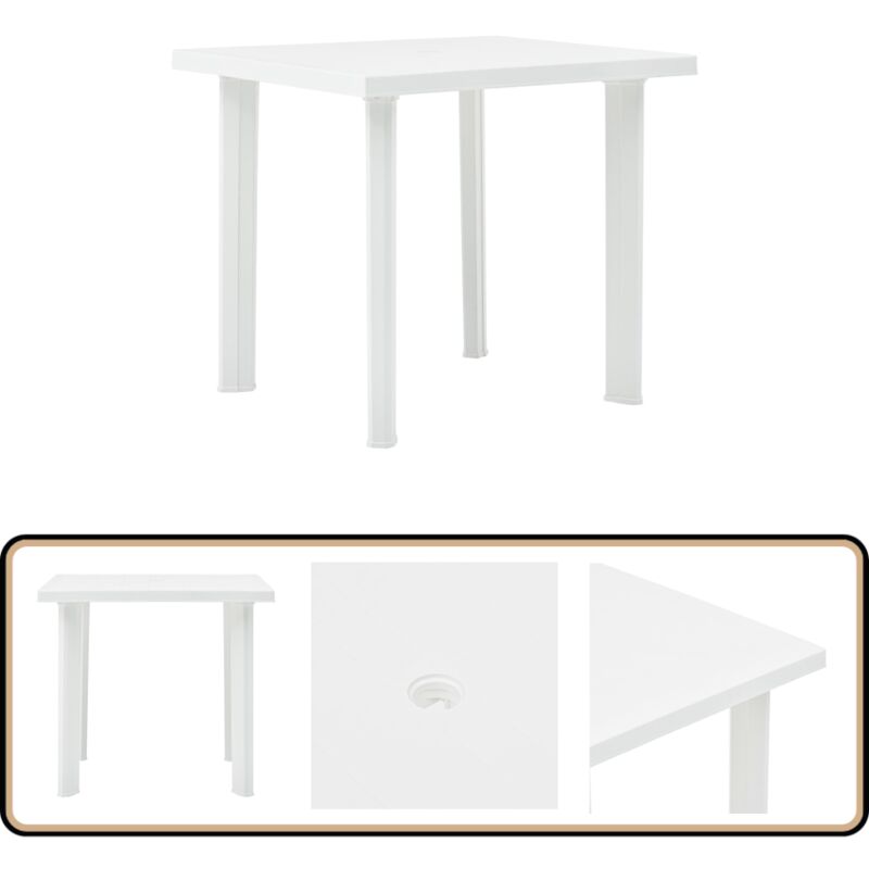 Table de jardin Blanc 80x75x72 cm Plastique - Table De Jardin - Table Extérieure - Table Pliante - Mobilier De Jardin - Terrasse