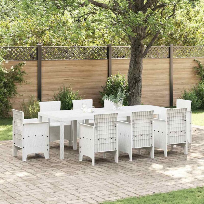 Vidaxl Tavolo Da Giardino Bianco 250 X 100 X 73 Cm Polyrattan