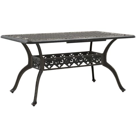 Table de jardin bronze 150x90x72 aluminium coulé