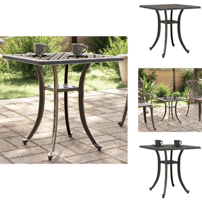 Table de jardin bronze 53x53x53 cm aluminium coulé - Table De Jardin - Table Extérieure - Mobilier De Jardin - Table Aluminium - Table Ronde