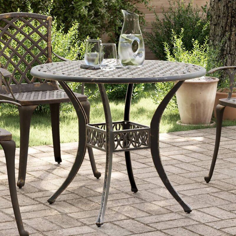Vidaxl - Table de jardin bronze Ø90x75 cm aluminium coulé