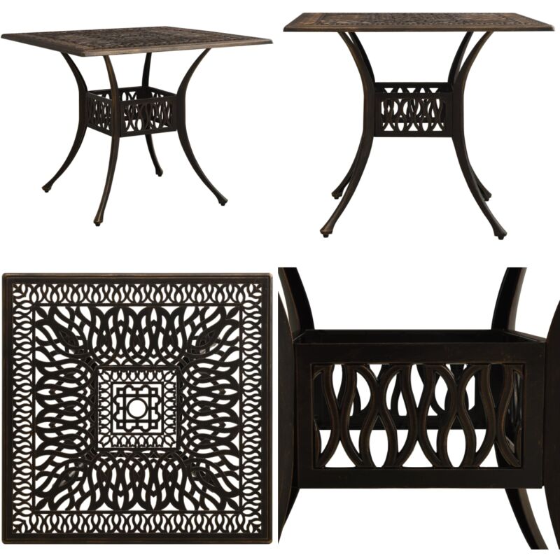 Table de jardin Bronze 90x90x73 cm Aluminium coulé - Table De Jardin - Table Extérieure - Mobilier De Jardin - Table En Aluminium - Table Ronde