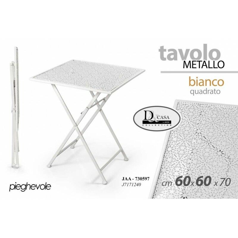 Webmarketpoint - Table de jardin carrée blanche peu encombrante cm 60x 60 x 70 h