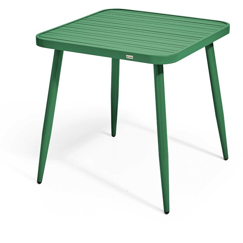 Table de jardin carrée en aluminium vert olive - Vert Olive