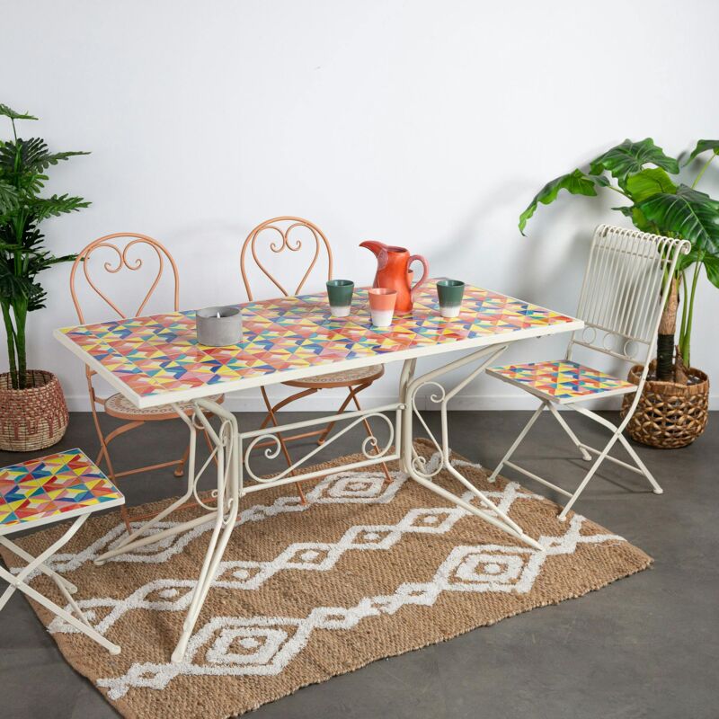 Pier Import - Table de jardin carreaux de ciment multicolores 140 cm grenade