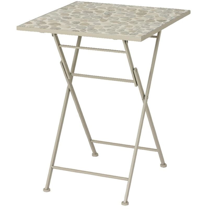 Pier Import - Table de jardin carrée 58 cm gris/beige décor mosaïque galets grenade