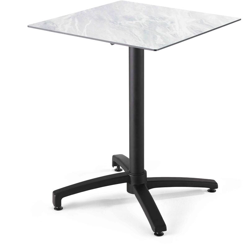 Table de jardin carrée (70x70cm) inclinable marbre - Marron