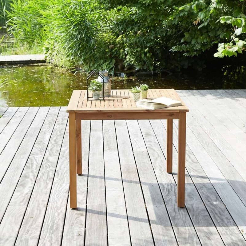 Table de jardin carrée en bois d'acacia - Naturel