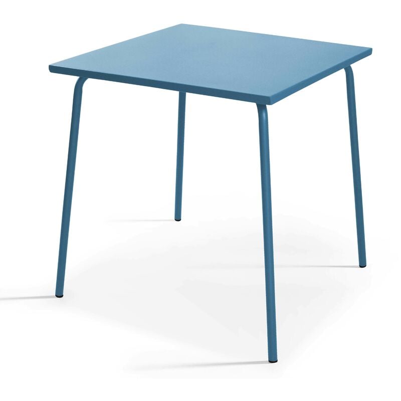 Table de jardin carrée en métal bleu pacific - Palavas - Bleu Pacific