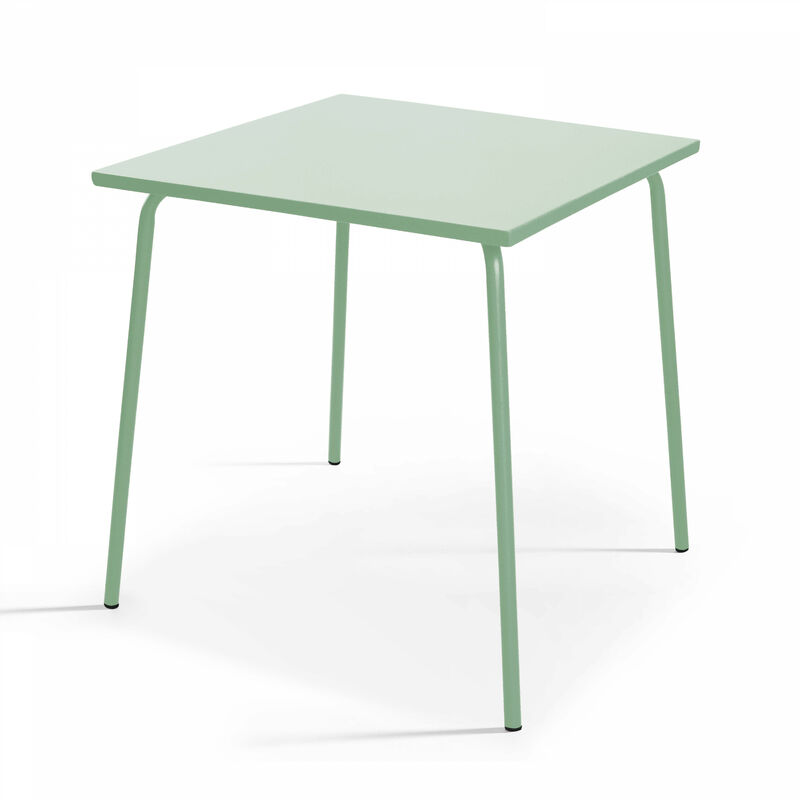 Oviala - Table de jardin carrée en métal vert sauge 70cm - Palavas