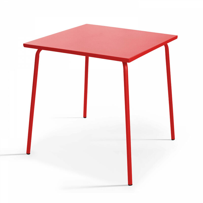 Table de jardin carrée en métal rouge - Palavas - Rouge
