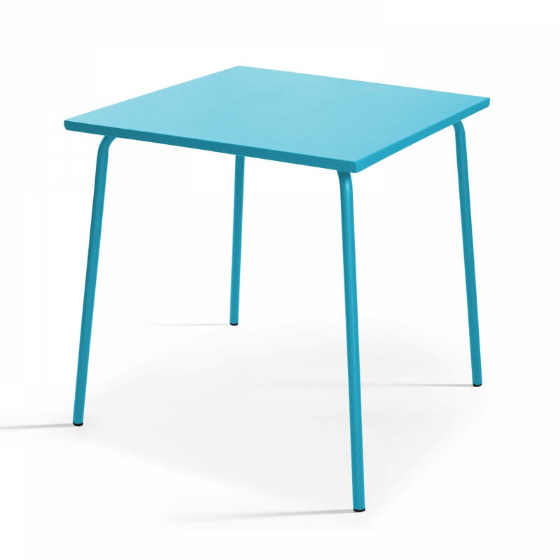 Oviala - Table de jardin carrée en métal bleu - Palavas - Bleu