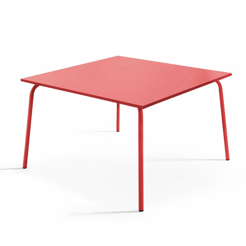 Palavas - Table de jardin carrée en métal rouge - Rouge