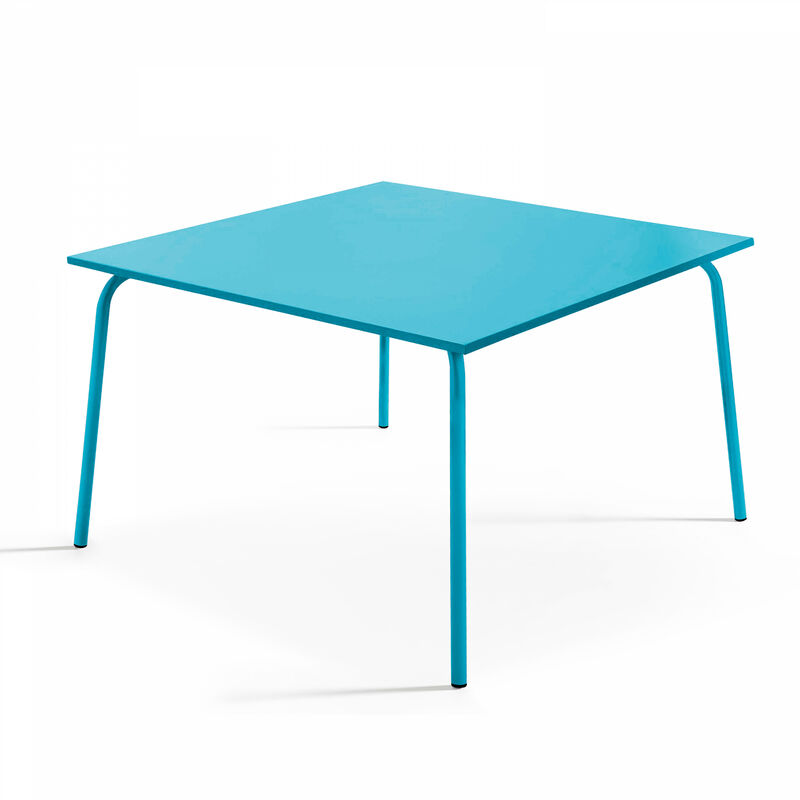 Palavas - Table de jardin carrée en métal bleu - Bleu